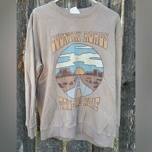 Country Roads Take Me Home distressed sweatshirt. Women’s Medium.